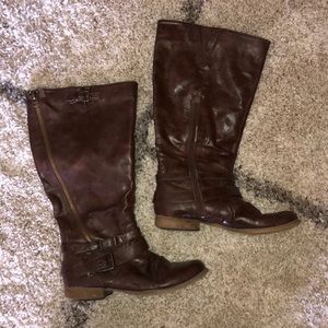 Brown leather boots